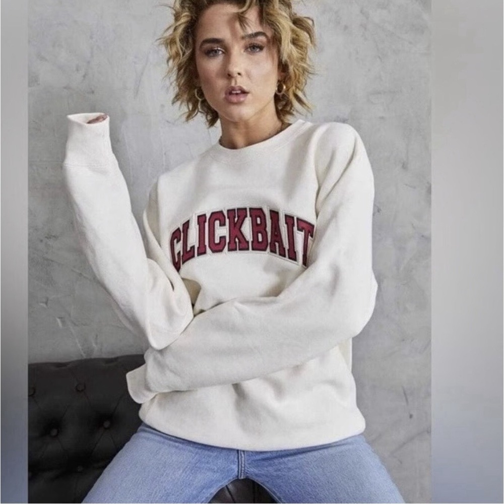 Fan Joy David Dobrik Clickbait Cream Crew Neck Long Sleeve Sweatshirt Sz  M NWOT
